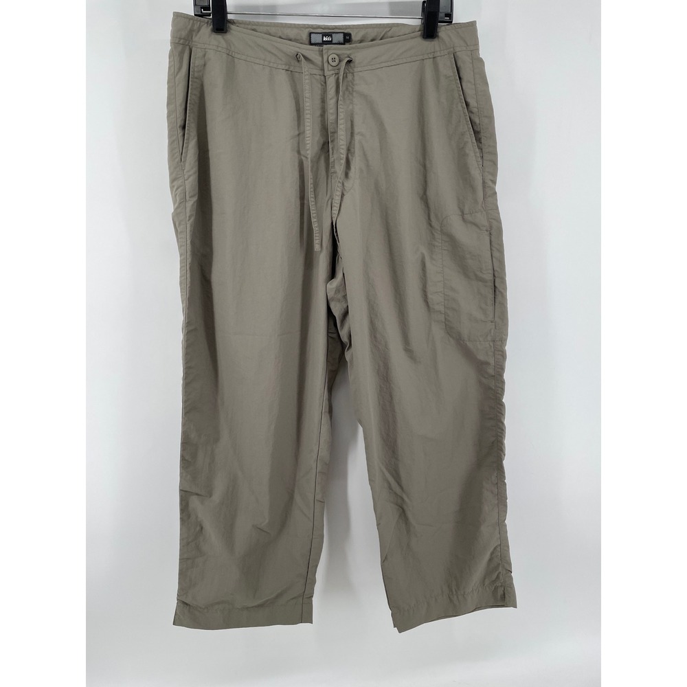 REI Hiking Pants Womens 14 Khaki UPF 50 Nylon Tech Outdoor Performance Utility